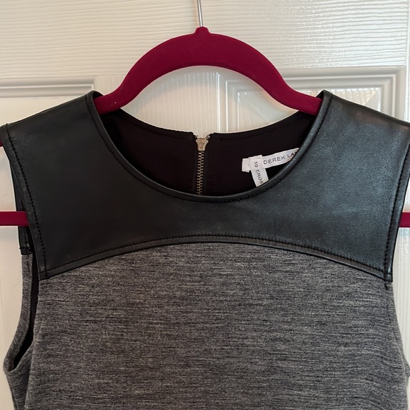 Derek Lam Asymmetrical Wool Blend Leather Dress - Picture 2 of 9